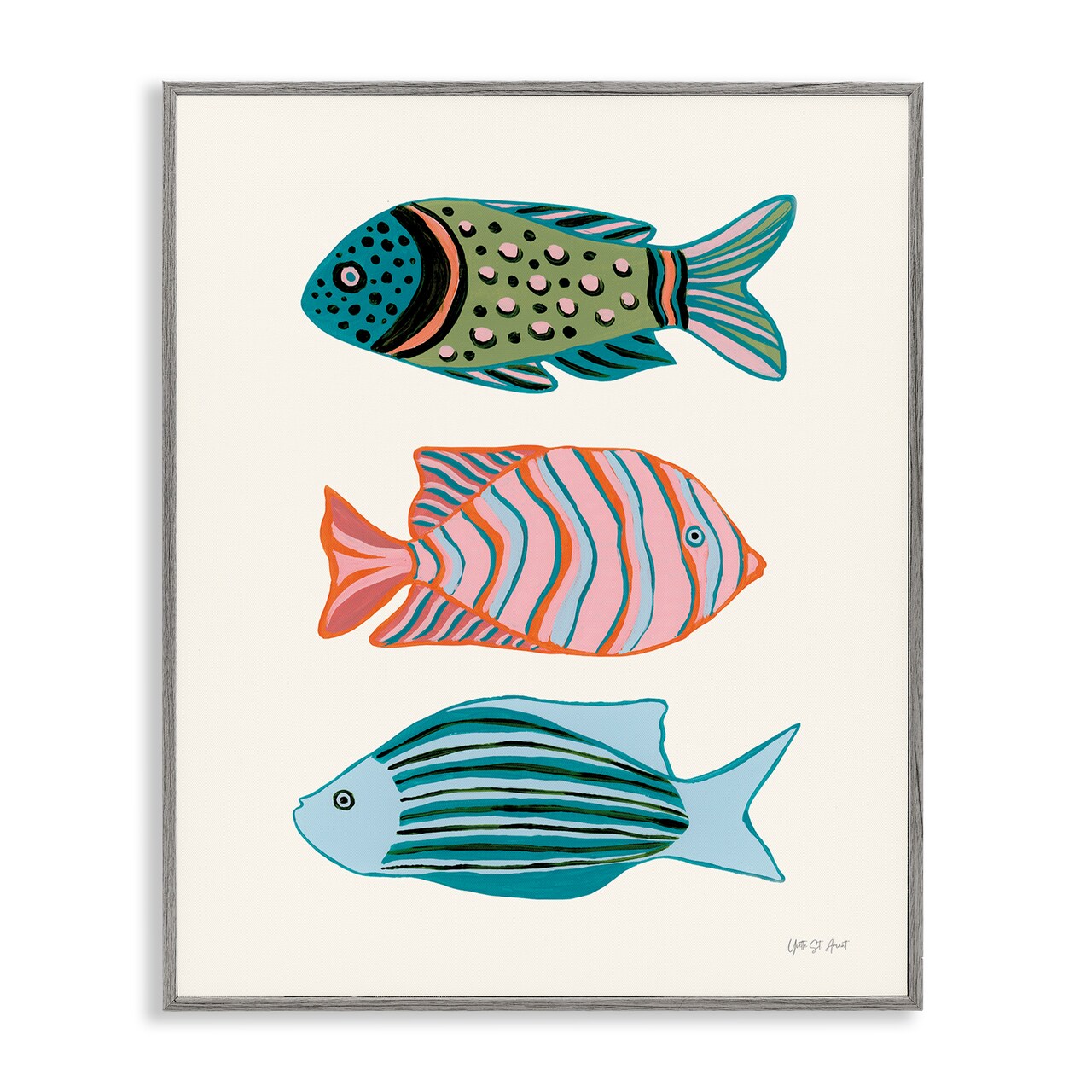 Stupell Industries Bright Tropical Fish Framed Giclee Wall Art Design by Yvette St. Amant